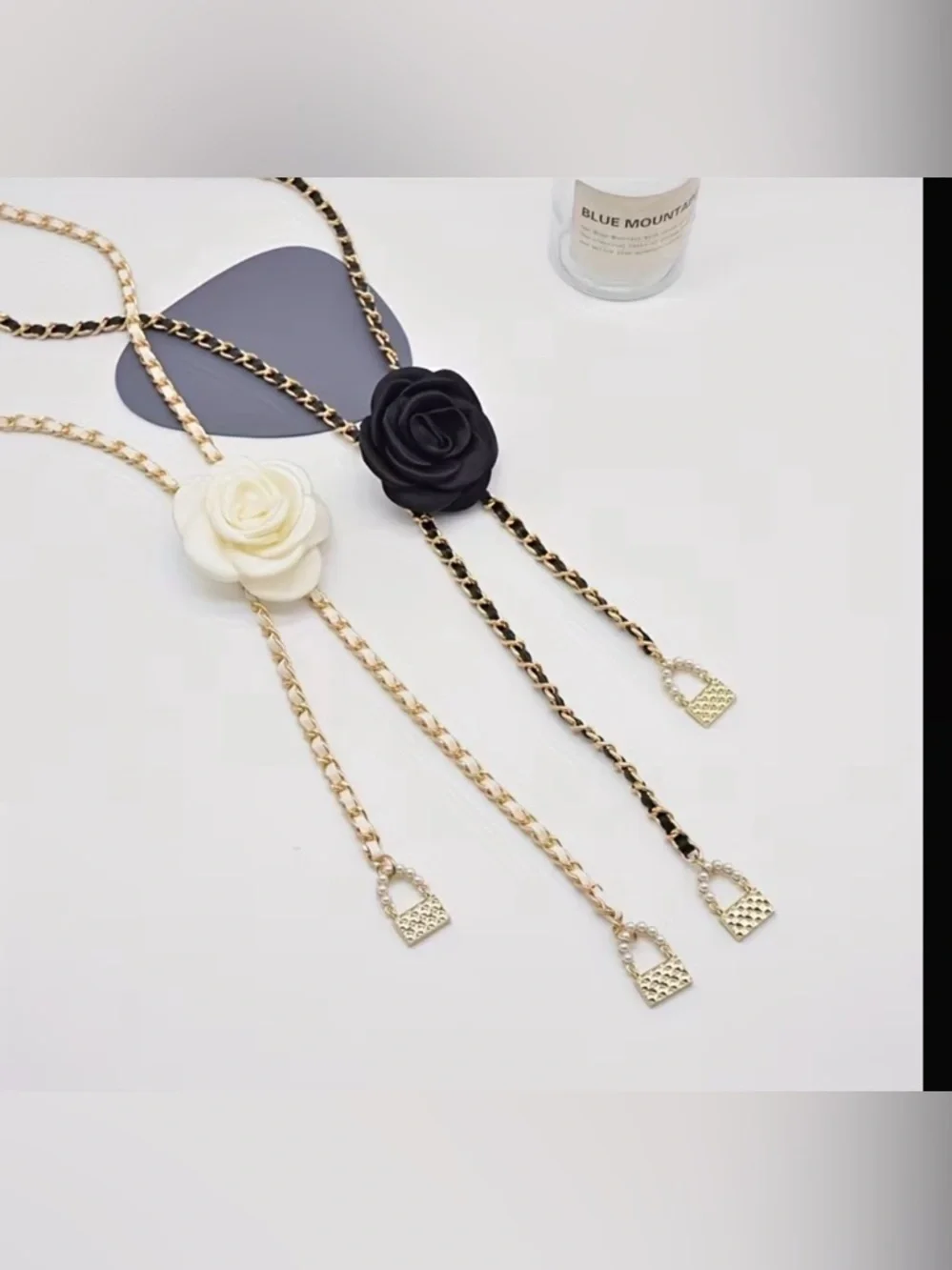 Camellia Waist ⛓️‍💥 Chain Women'S Flower Metal Chain Belt Black Floral Accents